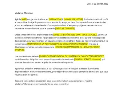 Lettre De Motivation Master Format Word Pdf