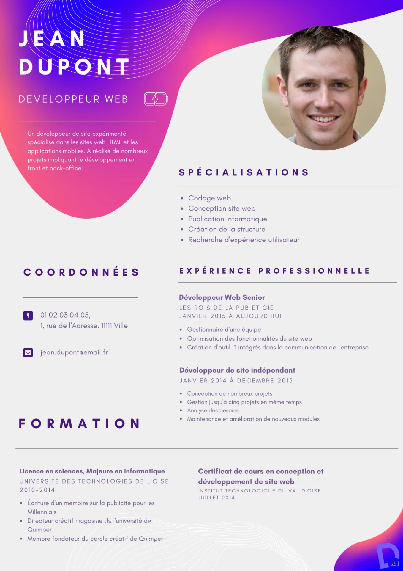 CV Développeur Web