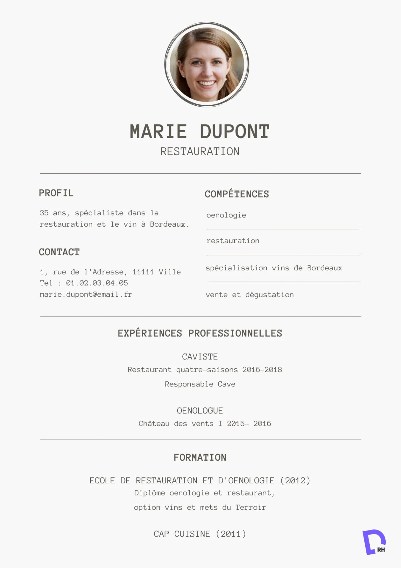 CV restauration CV restauration