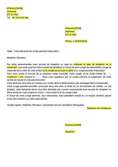Répondre à une demande de congé parental du salarié