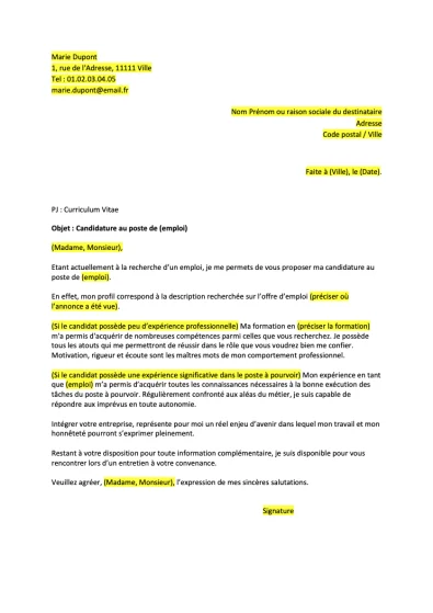 Lettre de motivation en ligne gratuite