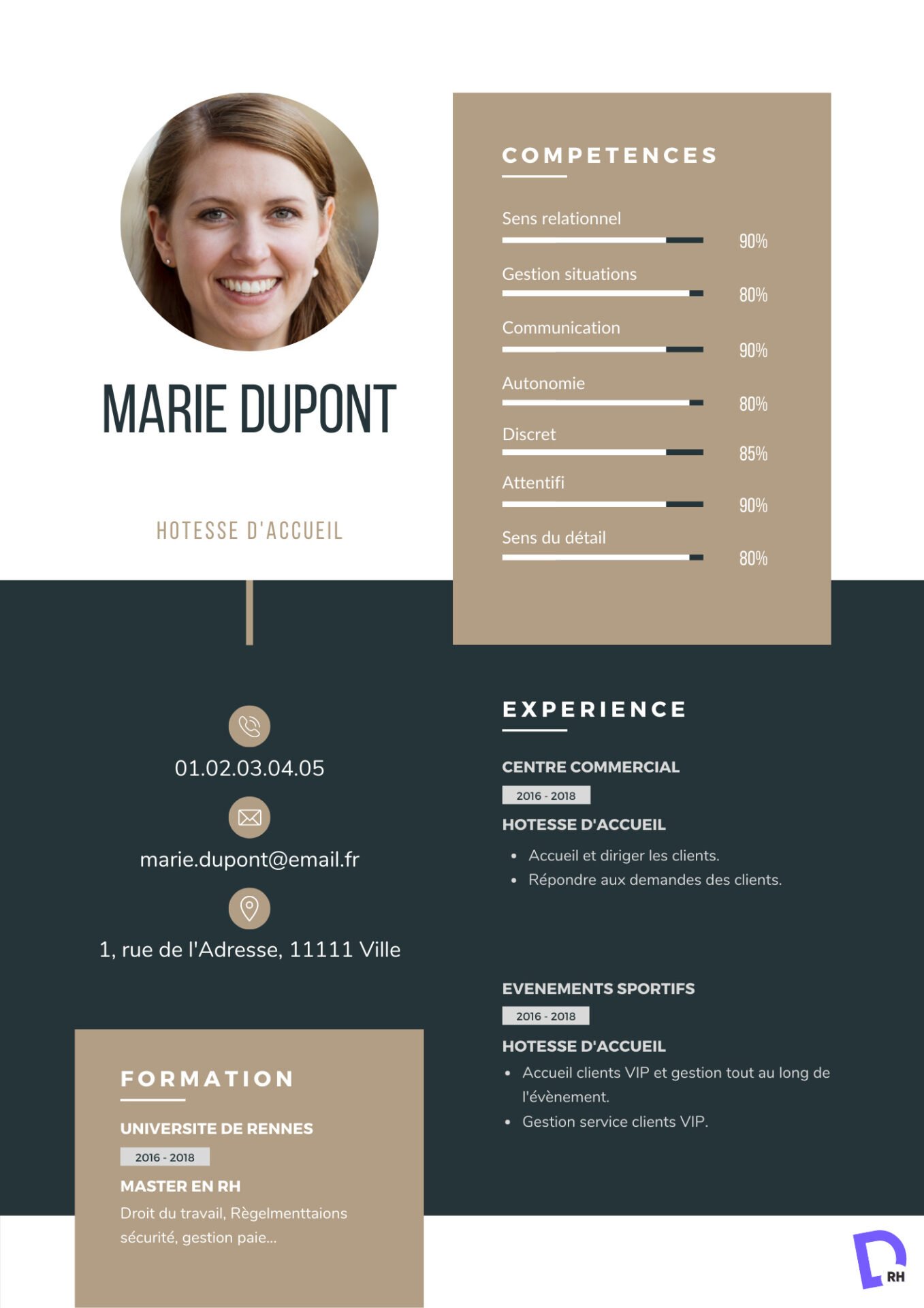 CV hôtesse d’accueil