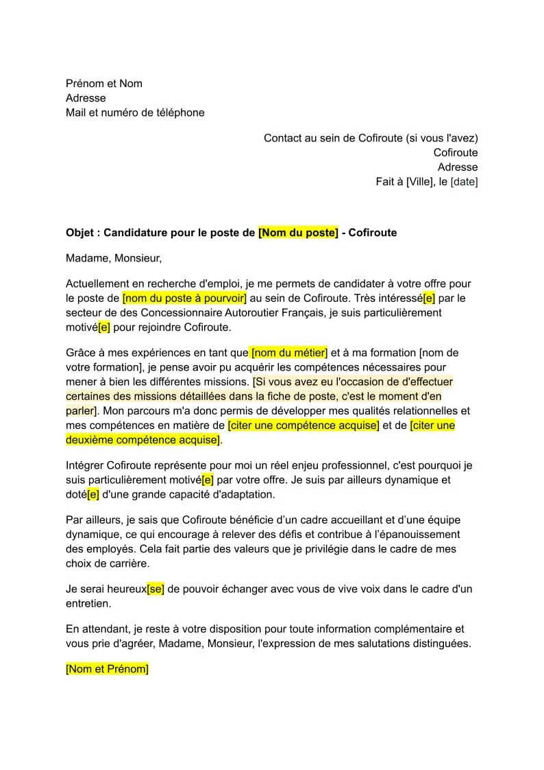 Lettre De Motivation Cofiroute