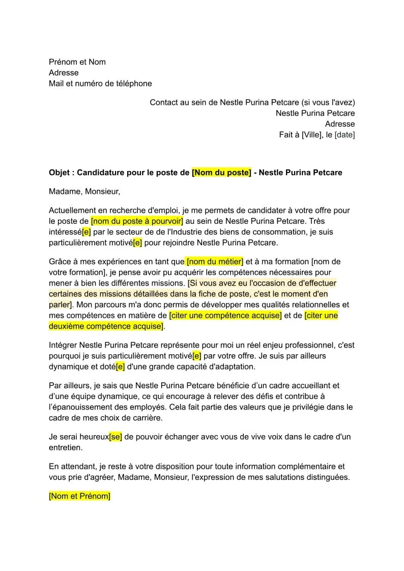 Lettre De Motivation Nestle Purina Petcare Lettre De Motivation Nestle Purina Petcare
